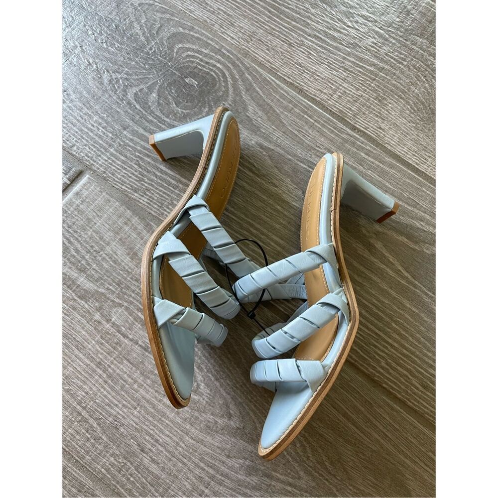 SHEKUDO Gordons Bay Leather Heeled Sandals In Baby Blue Size 10 US